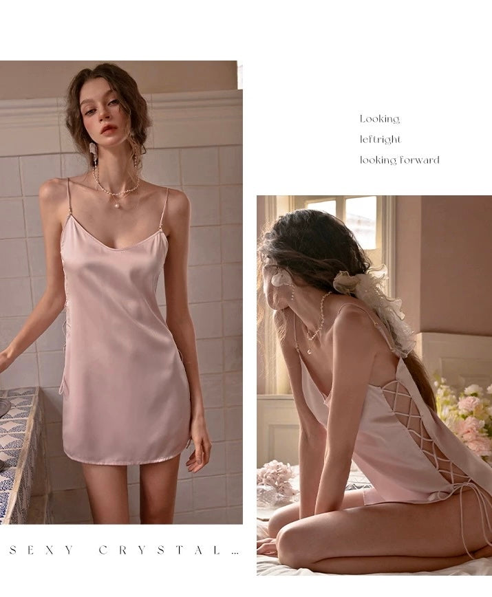 Krisley Side Tie String Nightdress (Pink)