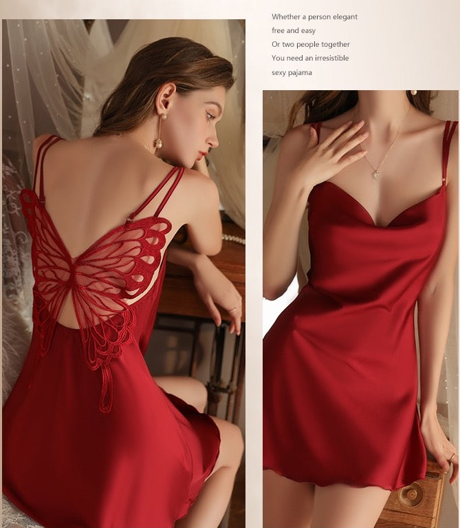 Callie Butterfly Back Lingerie (Maroon)