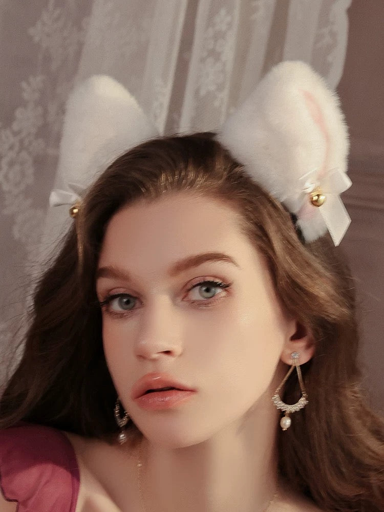 Jory Matching Bunny Head Band (White)