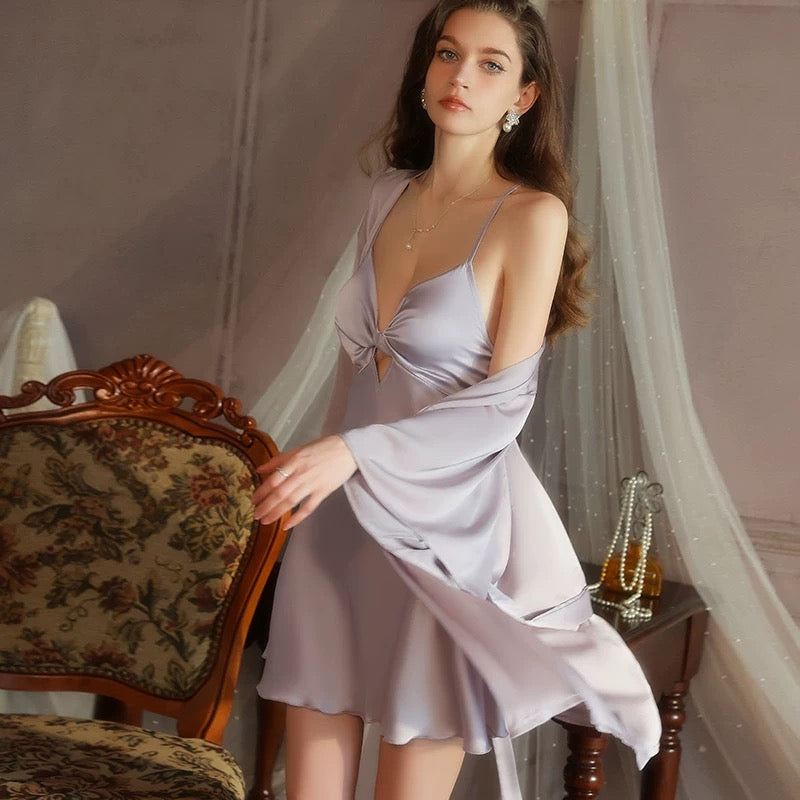 Erin Twist Padded Comfort Nightdress (Purple)