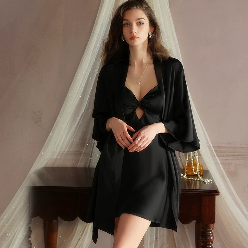 Erin Twist Padded Comfort Nightdress (Black)