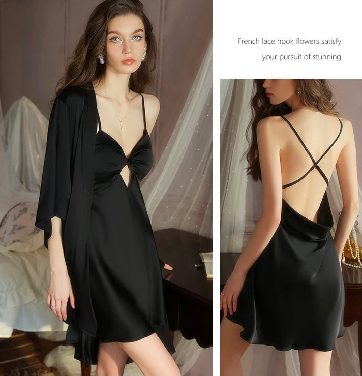 Erin Twist Padded Comfort Nightdress (Black)