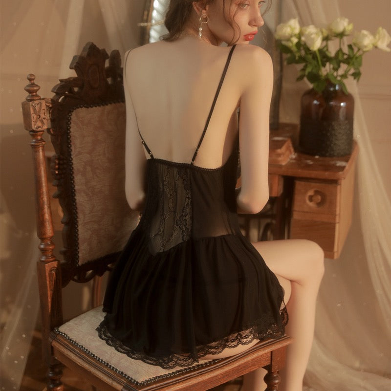Sara Lace Nightdress (Black)