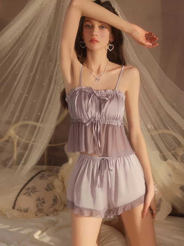 Lainey Ruched Padded 2-Piece Set (Purple)