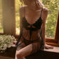 Jules Lace Mesh Babydoll Lingerie (Black)