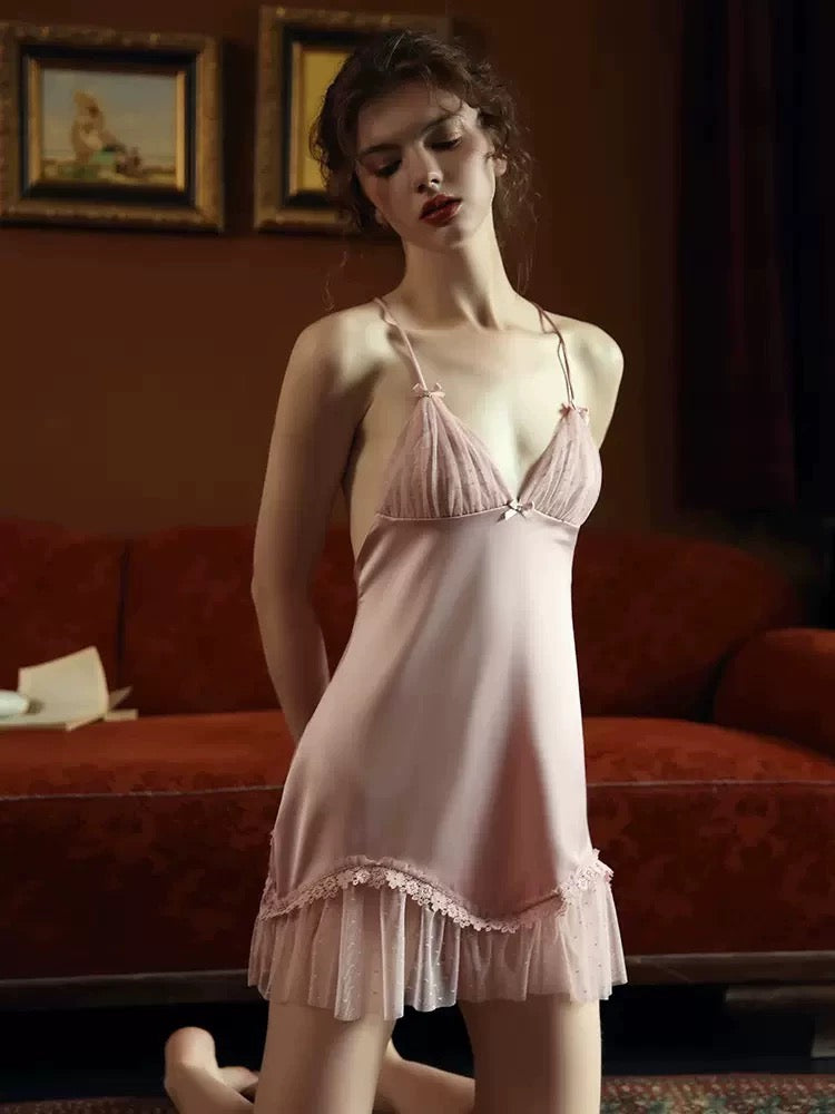 Laurin V Neck Babydoll Nightdress (Pink)