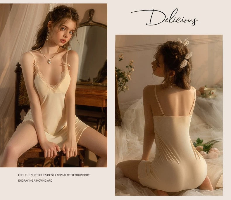 Kelly Padded Lace Trim Nightdress (Cream)