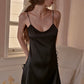 Krisley Side Tie String Nightdress (Black)