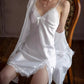 Leah Versatile Padded Lace Trim Nightdress (White)