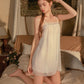 Jael Lace Trim Organza Nightdress (White)
