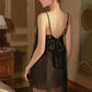 Jael Lace Trim Organza Nightdress (Black)