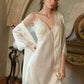 Zoey Polkadot Padded Nightdress Set (White)