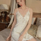 Zoey Polkadot Padded Nightdress Set (White)