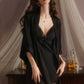 Aella V-Neck Padded Nightdress Set (Black)