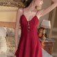 Malin Padded Tie String Nightdress (Red)