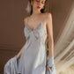 Sabrina Padded Lace Trim Nightdress (Blue)