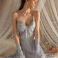 Sabrina Padded Lace Trim Nightdress (Blue)
