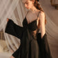 Sabrina Padded Lace Trim Nightdress (Black)