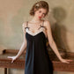 Angeline Cute Lace Trim Padded Nightdress (Black)