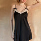 Angeline Cute Lace Trim Padded Nightdress (Black)