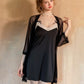Angeline Cute Lace Trim Padded Nightdress (Black)