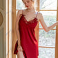 Angeline Cute Lace Trim Padded Nightdress (Red)