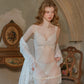 Ciana Lace Trim Sheer Lingerie Set (White)