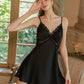 Amorita Lace Trim Padded Nightdress (Black)