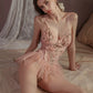 Isabelle Floral Embroidery Bodysuit Lingerie (Pink)