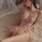 Isabelle Floral Embroidery Bodysuit Lingerie (Pink)