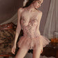 Isabelle Floral Embroidery Bodysuit Lingerie (Pink)