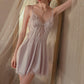 Mila V-Neck Lace Trim Nightdress (Purple)