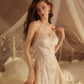 Esther Flattering Lace Trim Nightdress Set (Champagne)