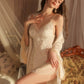 Esther Flattering Lace Trim Nightdress Set (Champagne)
