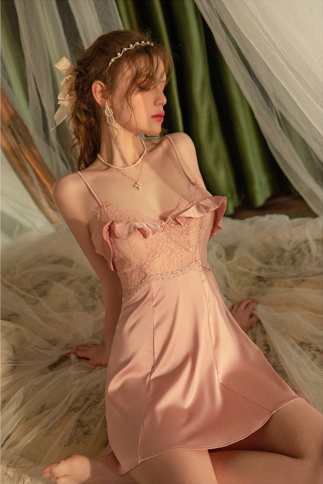 Fay Ruffle Lace Nightdress (Pink)