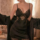 Jesse V Neck Lace Nightdress Set (Black)