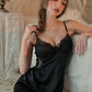 Linette Sweet Lace Nightdress Set (Black)