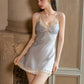 Claris Lace trim Padded Nightdress (Blue)