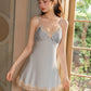 Claris Lace trim Padded Nightdress (Blue)