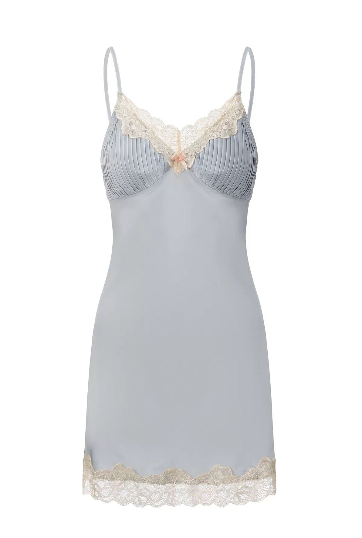 Claris Lace trim Padded Nightdress (Blue)
