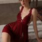 Ottavia Lace Trim Lingerie (Maroon)