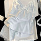 Aloisa Casual Lace Trim Padded Set (Blue)