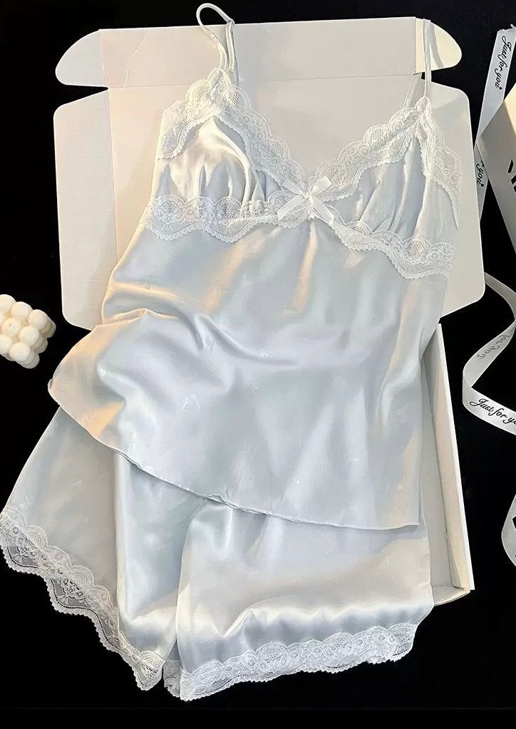 Aloisa Casual Lace Trim Padded Set (Blue)