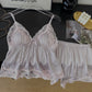 Aubrey Casual Lace Trim Padded Set (Purple)