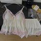 Aubrey Casual Lace Trim Padded Set (Cream)