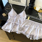 Anna Casual Lace Trim Padded Set (Purple)
