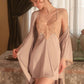 Selina Lace Trim Crossback Nightdress Set (Purple)