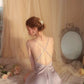 Selina Lace Trim Crossback Nightdress Set (Purple)