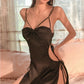 Veera Bow Sexy Side Ruched Lingerie (Black)