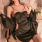 Veera Bow Sexy Side Ruched Lingerie (Black)